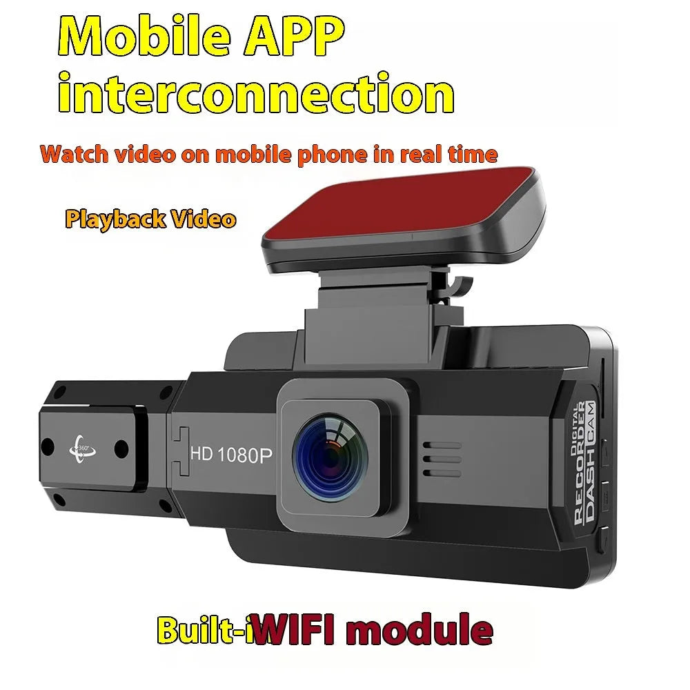 Front car driving recorder with 3-inch screen and infrared night vision for parking surveillance