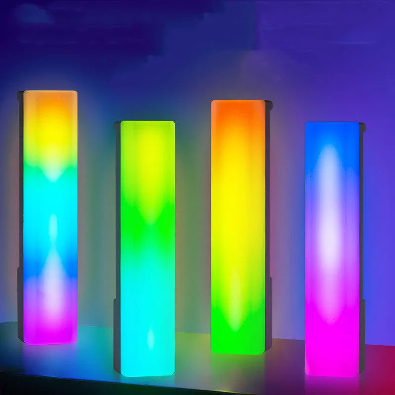 3D RGB music voice-activated rhythm table top ambiance lamp in white or black shell