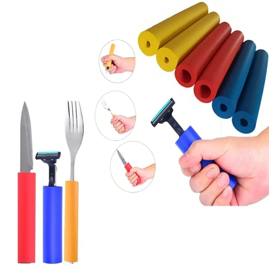 Pack of soft rubber grip hoses for utensil handles showing inner diameters of 10mm and 18mm.