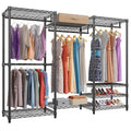 Black metal household storage rack for hangers, trousers and ties measuring 175cm high