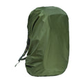 Waterproof PU rain cover for an 80-litre backpack in army green colour.
