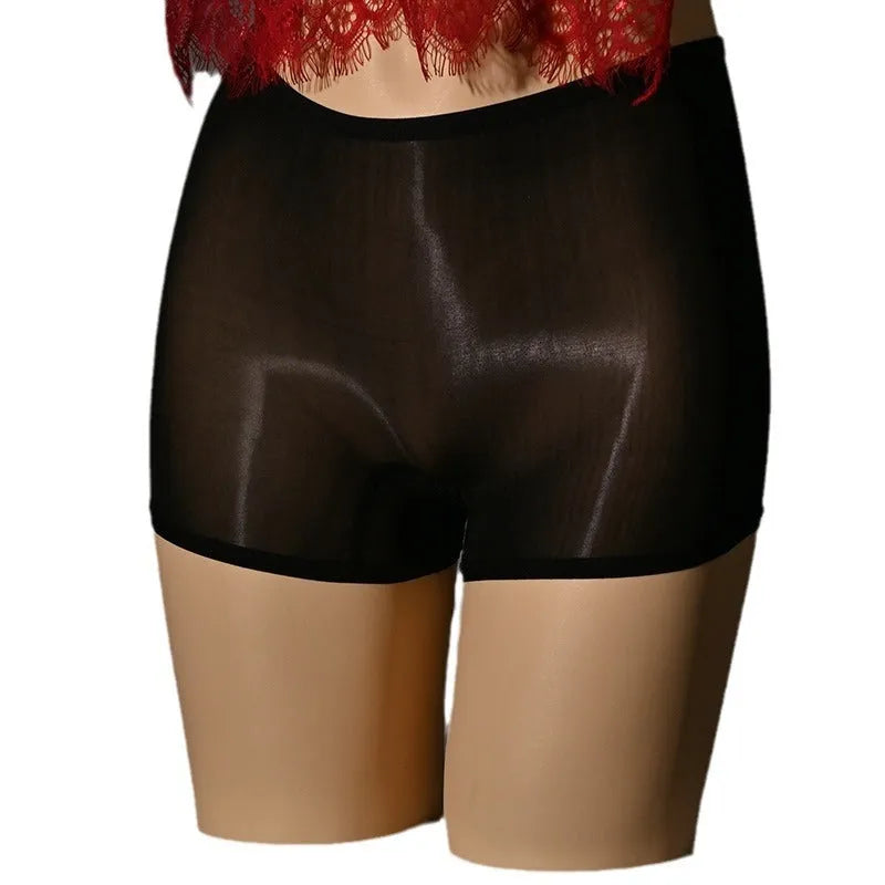 Men's shiny nylon underwear stockings in multiple colours with seamless mid-waist design
