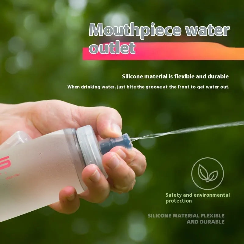 300ml foldable TPU silicone soft water bottle with PP dust cover in frosted white and blue or red
