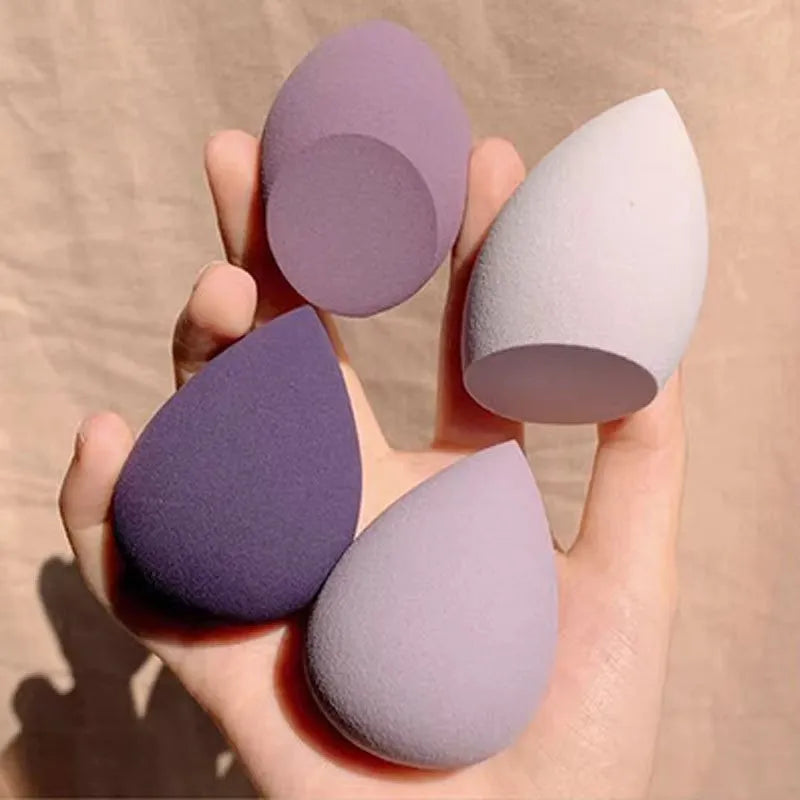 Set of 10 colourful non-latex makeup sponges in pear, bevel, drop, and peach heart shapes