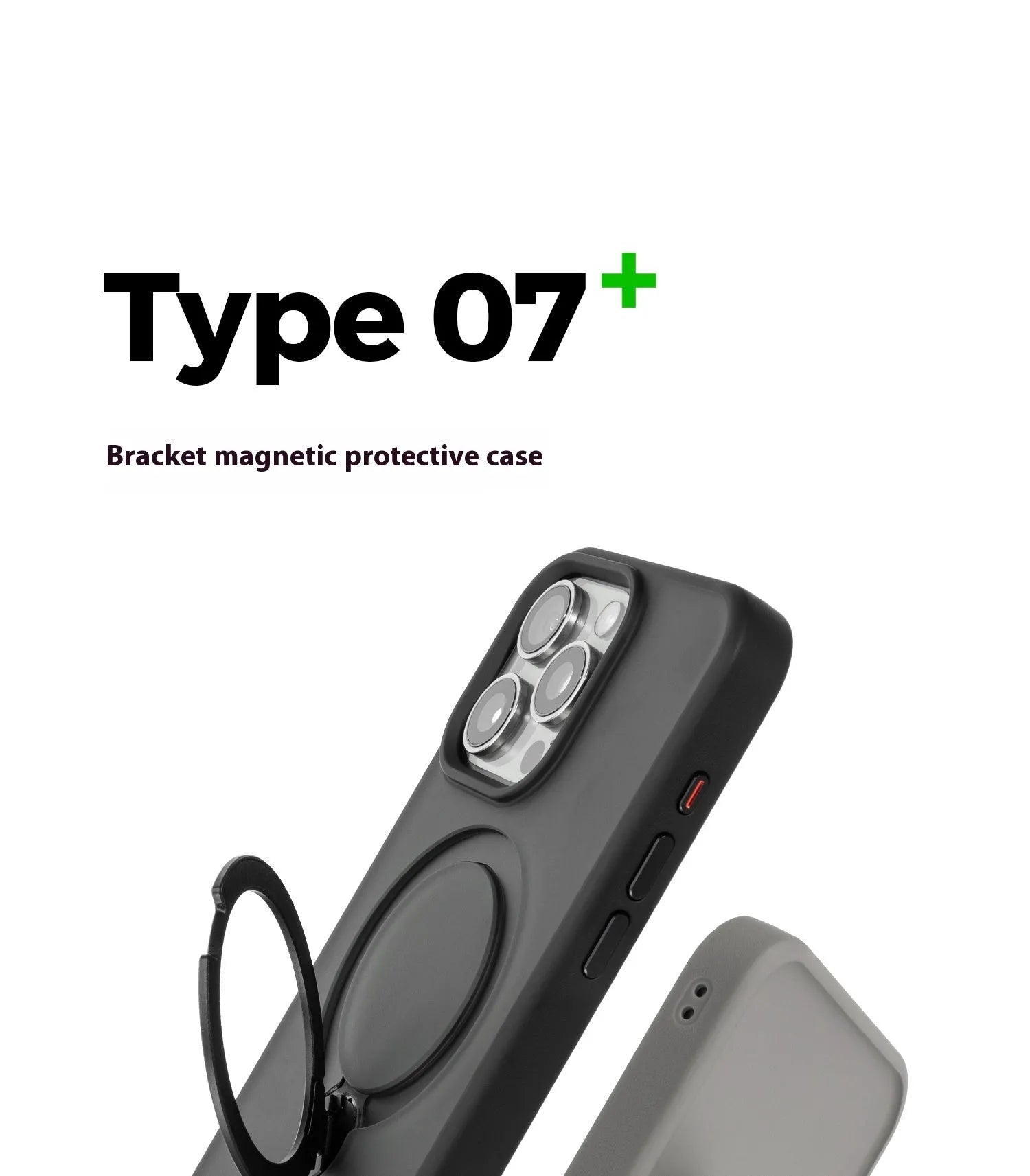 Rotating bracket magnetic TPU phone case for iPhone 13-15 Pro Max in Classic Black with 360° bracket