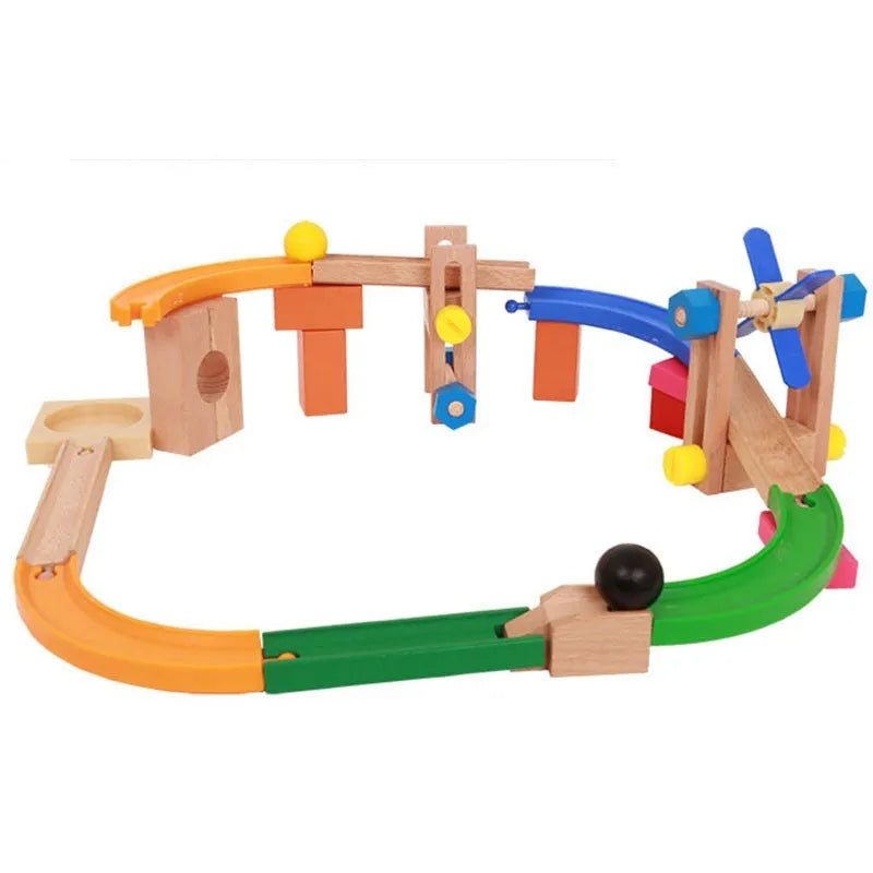 Wooden track building blocks set educational toy for children aged 4-6, supplied as 1 set