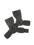 A pair of black rubber booster hoses for weightlifting grip and palm protection.