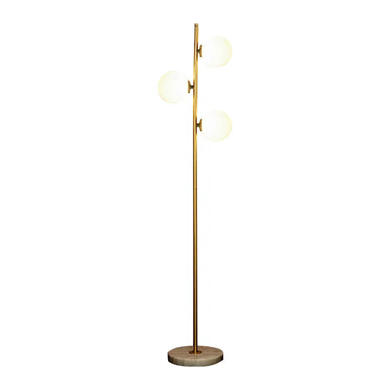 155cm vertical floor lamp with warm LED light, gold aluminium alloy and glass body, EU or US plug option