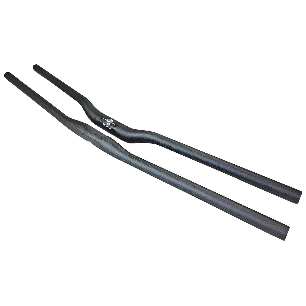 Full carbon fibre mountain bicycle handlebar with 31.8mm clamp, 580-760mm length, 3k weave finish