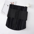 Adjustable nylon belly band for waist training in black and apricot colours with belt tie closure