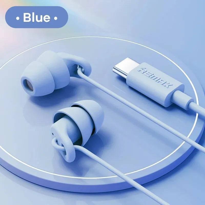 Remax Soft Sleep Earphones in black with silicone earbuds and 1.2m cable