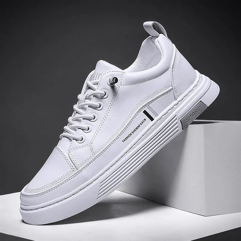 Men's low-top skate shoes in black with a round toe, elastic band, and rubber sole.