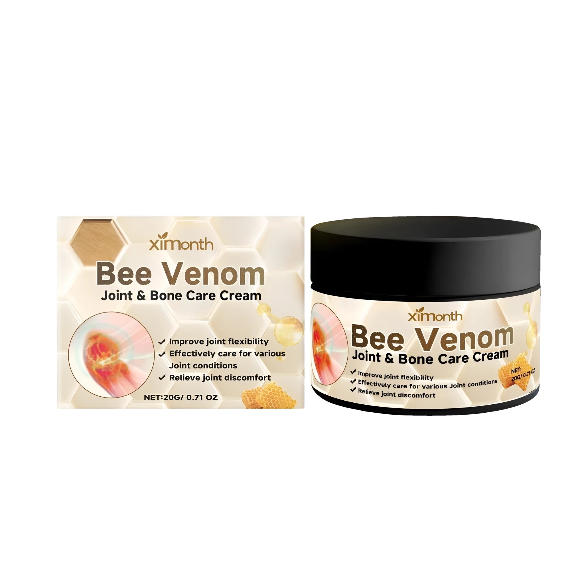 20g tube of joint relief cream with menthol and bee venom formulation