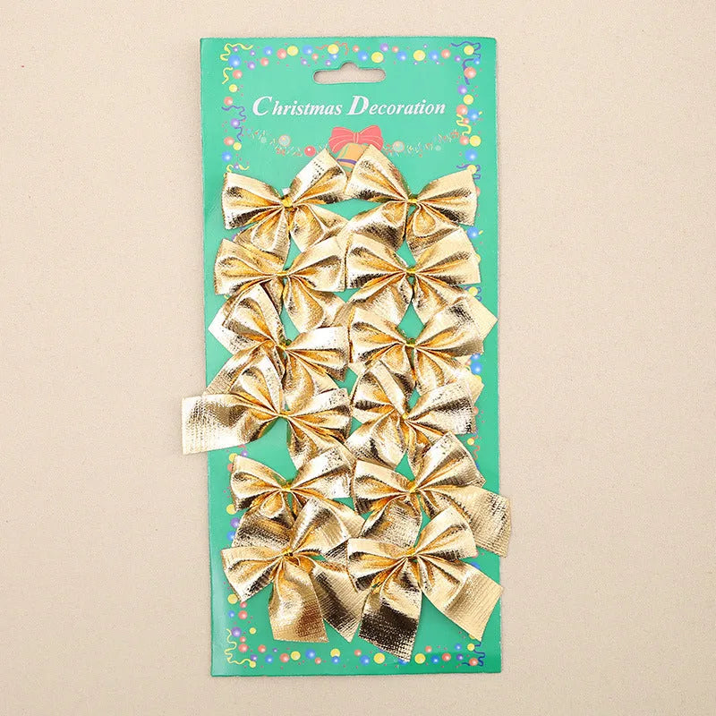 5cm polyester Christmas tree decoration bows in gold, red, red gold, and silver colours