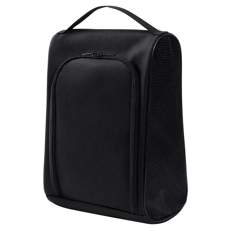 Portable Oxford cloth shoe bag in black with large capacity for travel and storage
