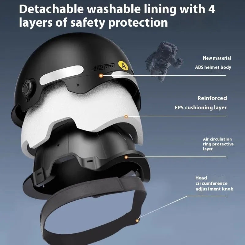 3C-certified polypropylene electric motorcycle helmet with sun protection shown in light pink colour.