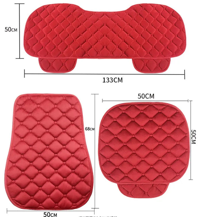 Ringer plush cotton car seat cushion shown in a choice of colours for winter comfort.