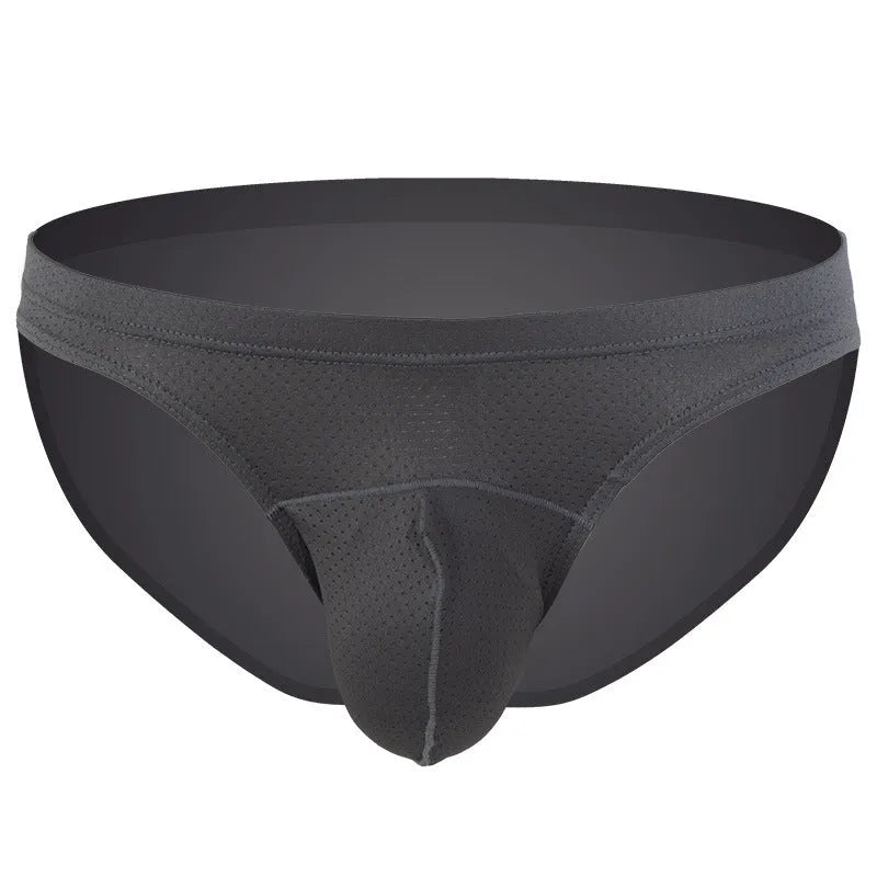 Men's loose fit nylon underwear shown in blue, black, white, grey, and sky blue colours
