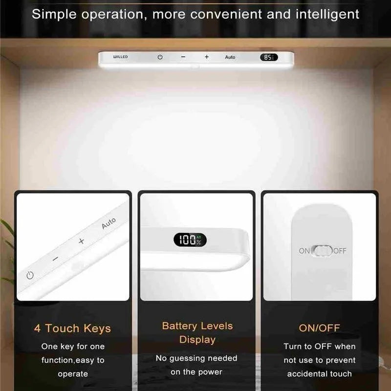 White motion sensor cabinet light with battery display screen, available in 1m to 5m lengths for household use