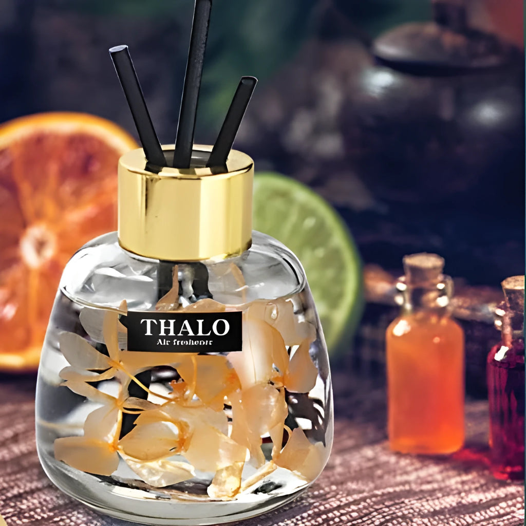 Glass bottle car perfume ornament with loose incense in various colour options.