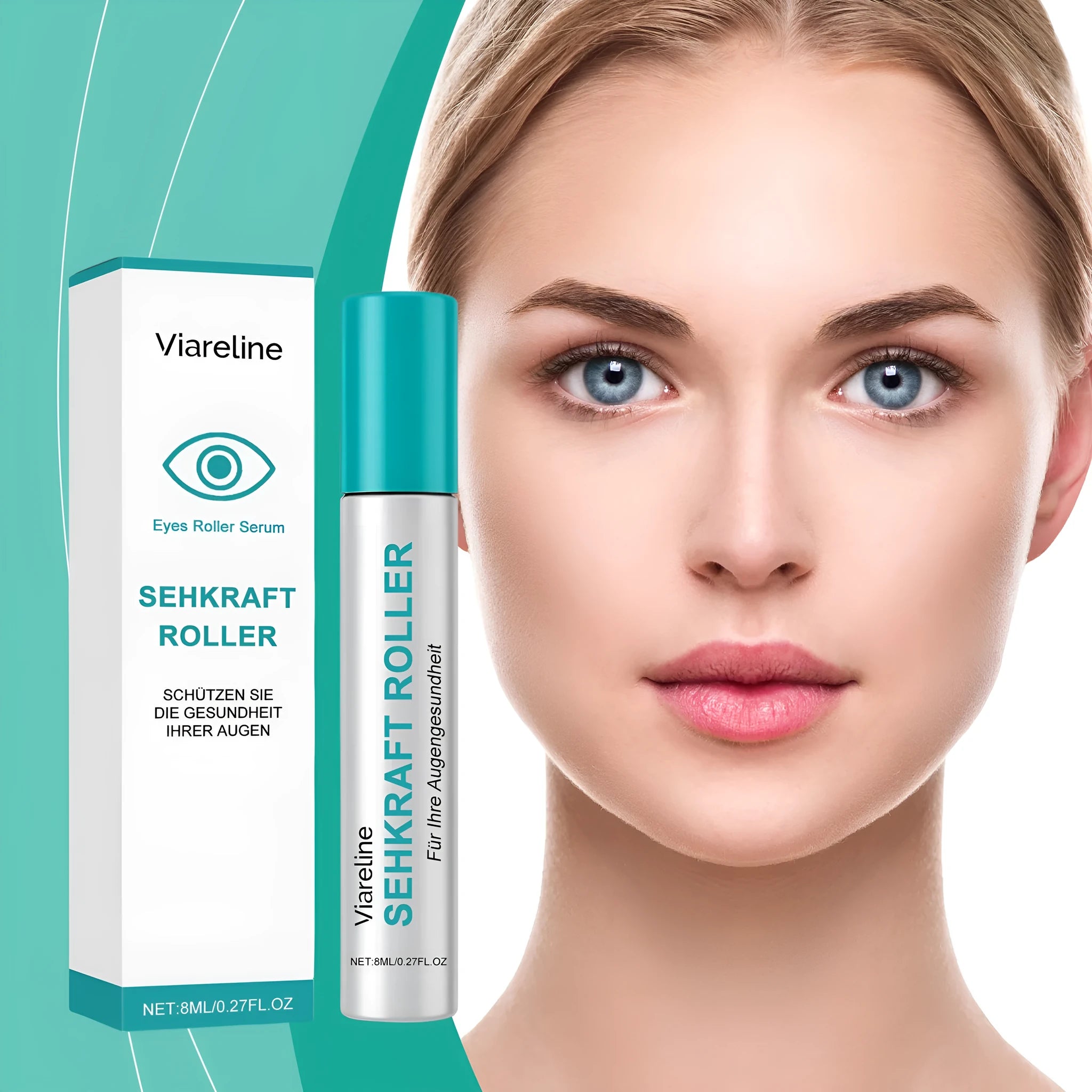 8ml Eye Care Ball bottle for mild massage around the eyes with peppermint and hyaluronic acid.