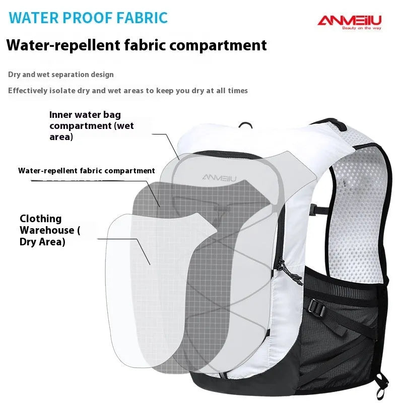 Nylon outdoor climbing water bag backpack in black with 5-litre capacity