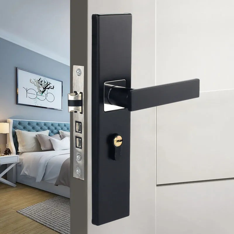 Aluminium split magnetic door lock handle for timber doors in black silver gold finishes