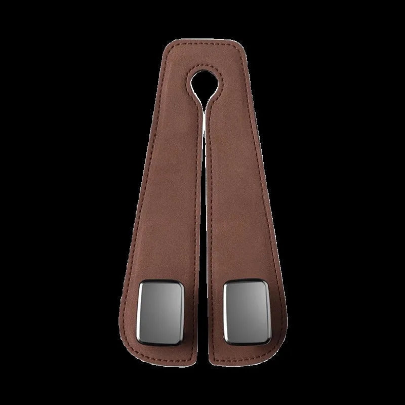 Alloy metal car seat gap storage hook with suede lining in black colour, shown flipped open.