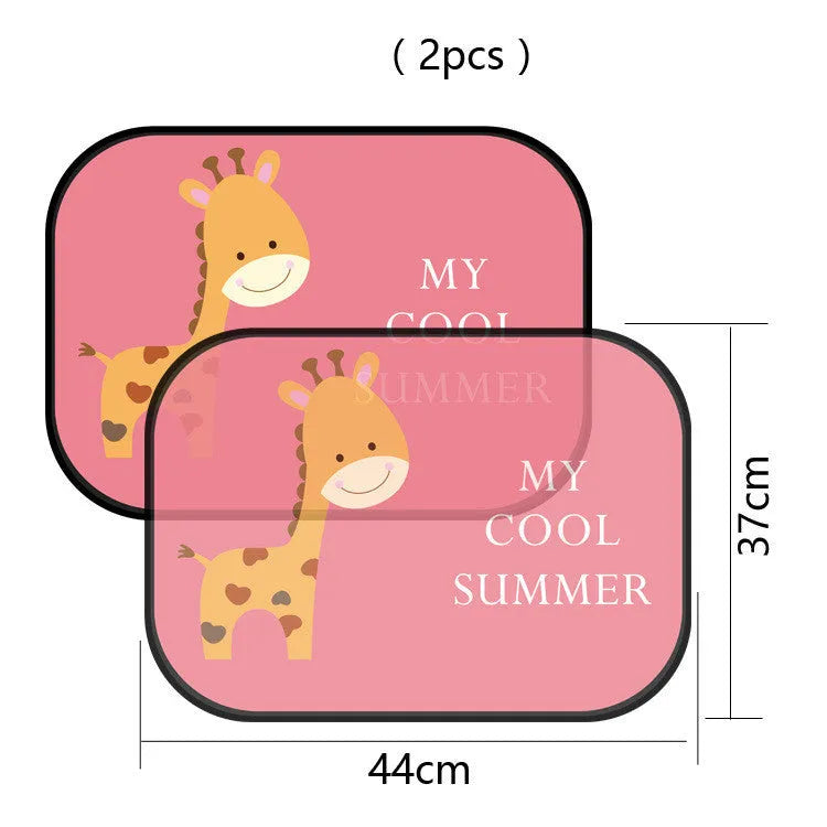 Electrostatic car side window sunshade with character designs for clip-free installation