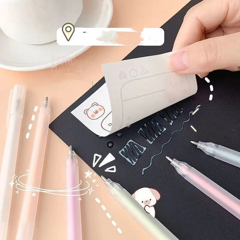 Macaroon colour plastic dispensing pen with cap-pulling mechanism in yellow, white, blue, green, pink or purple