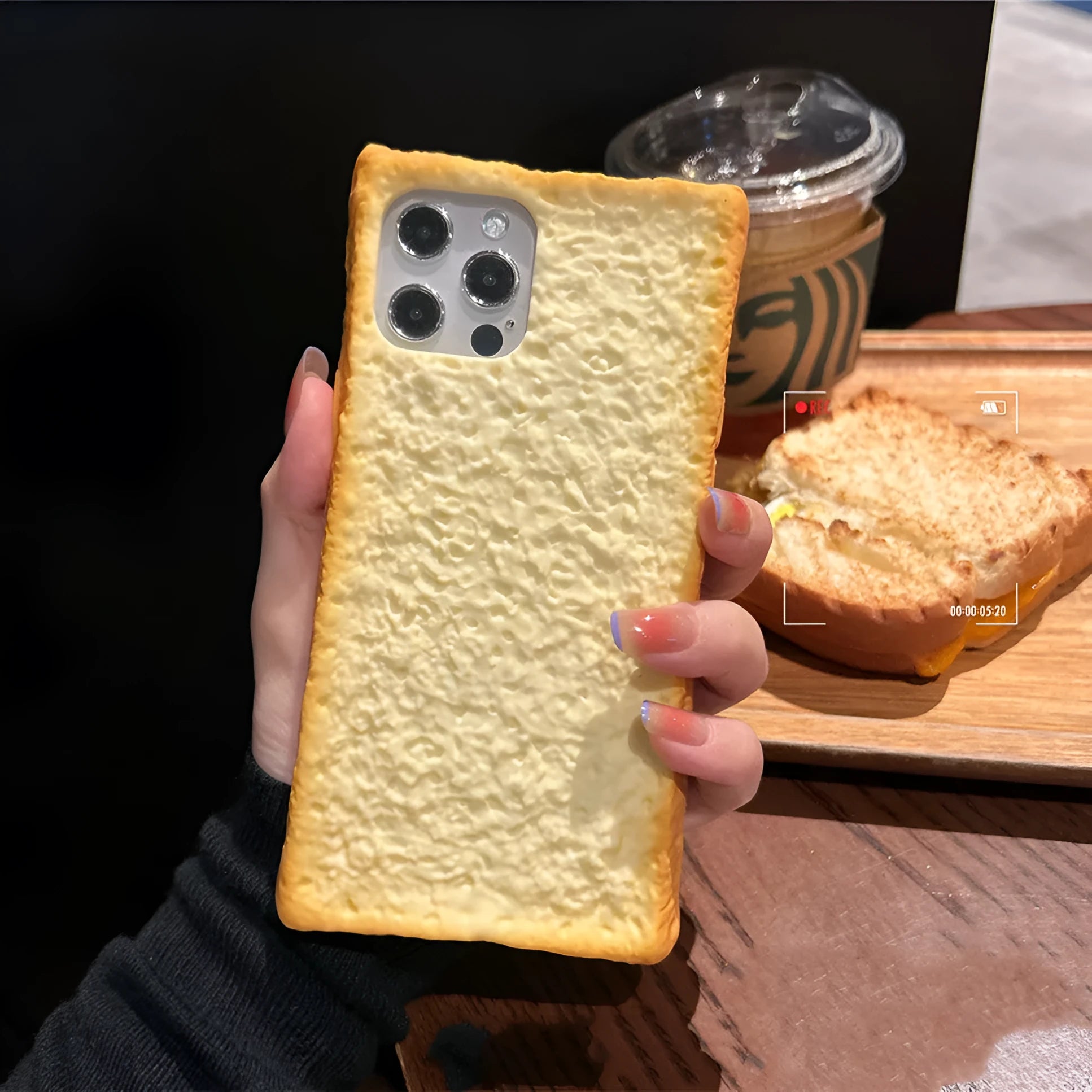 Soft silicone toast bread phone case anti-drop for iPhone 11-15 Pro Max Plus yellow