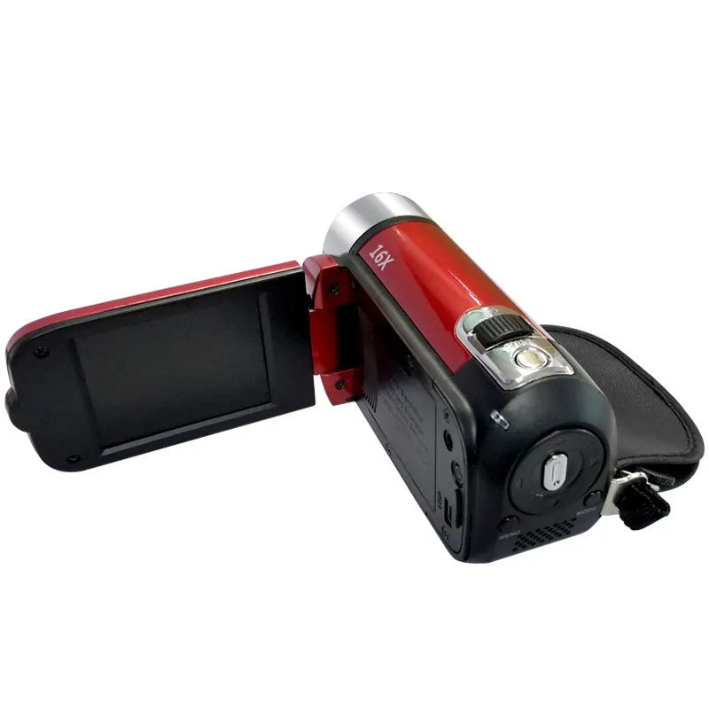 1080p children's gift camera with 16MP resolution and 16x digital zoom in black, pink, red, silver, or white