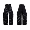 Men's trousers with three-dimensional cutting and metal striped rivet pleated detailing