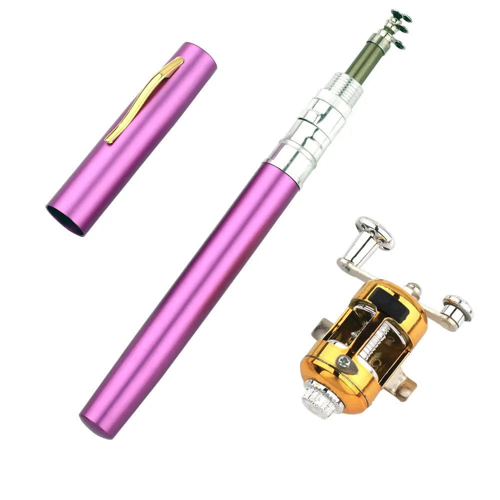 Portable telescopic fishing rod kit collapsed to 20.5cm with aluminium case and ST5RL plastic reel