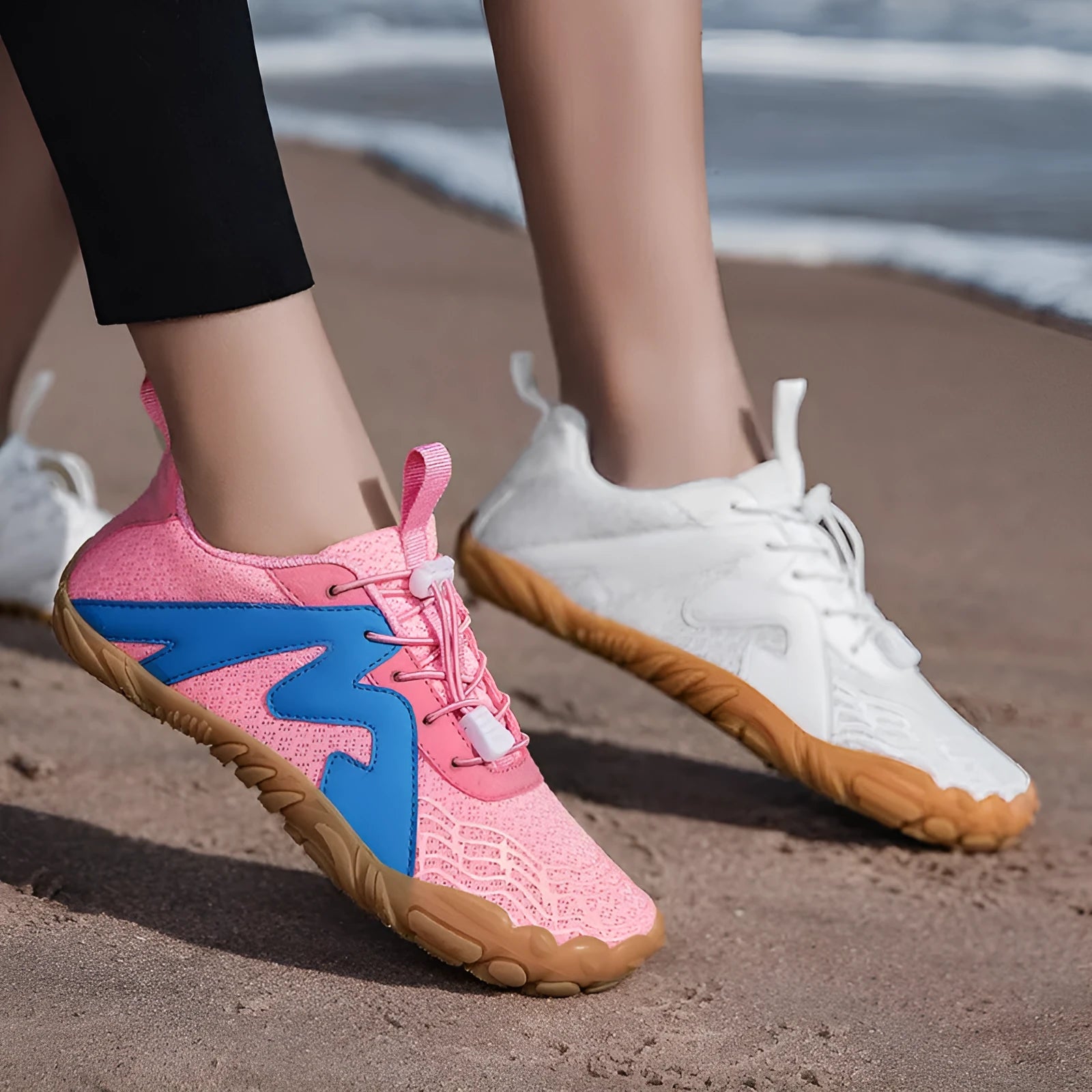 Couple sports climbing shoes with Flyknit lining and rubber soles in multiple colour options