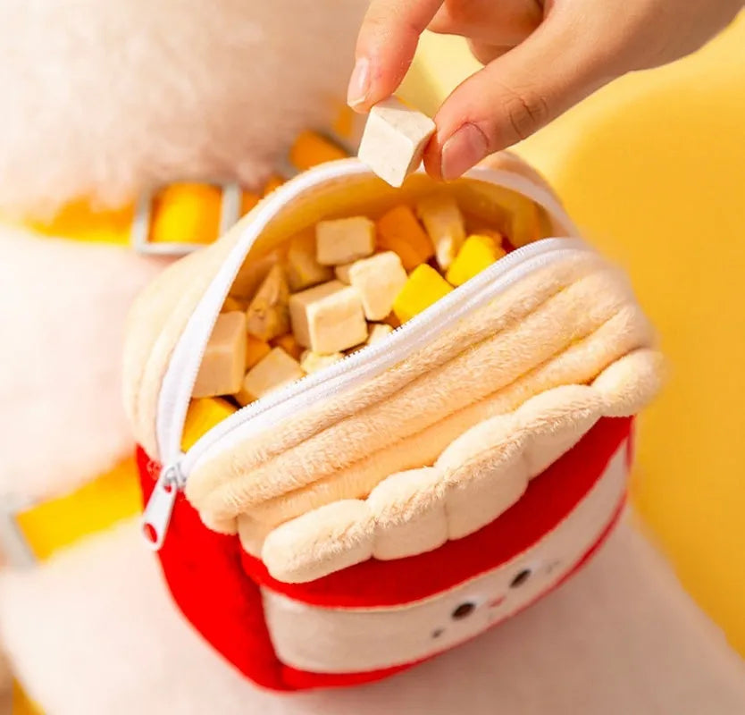 Cartoon hamburger and chips design adjustable vest leash for dogs with backpack.