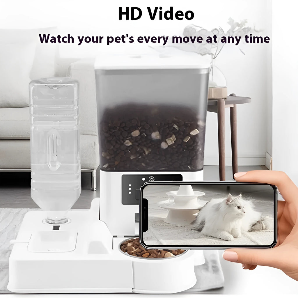 Stainless steel single bowl pet intelligent feeder with 5L capacity and multiple control model options