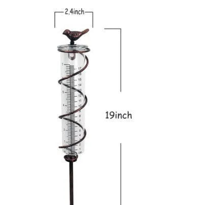 Cast iron bird design glass rain gauge with 0-800ml measurement capacity