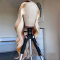 100% human hair body wave lace front wig with blonde highlights and 13X4 lace