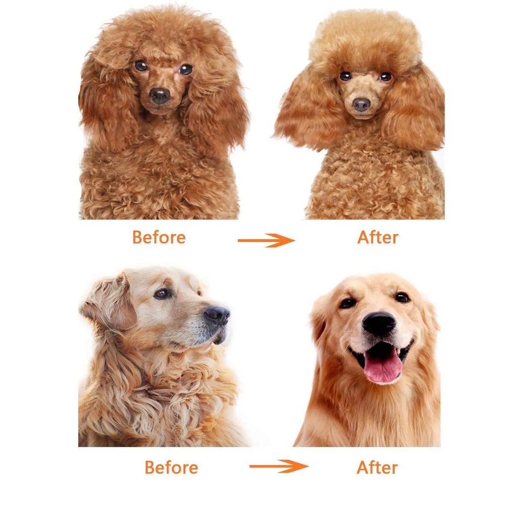 Red plastic handle pet grooming comb with stainless steel short and long teeth for detangling