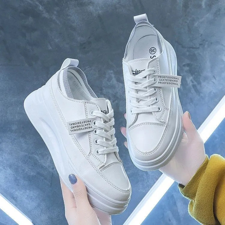 Women's fashion sports high casual shoes with cross straps, round toe, low heel, in light grey