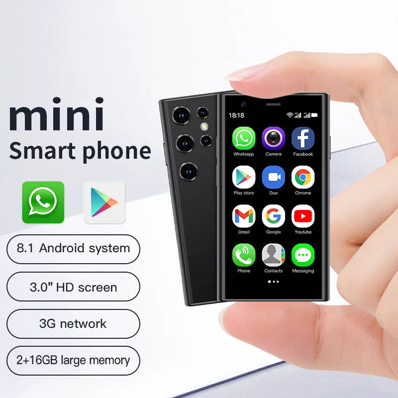 S23PRO & XS15 mini smartphone in black, green, or pink purple with straight plate design