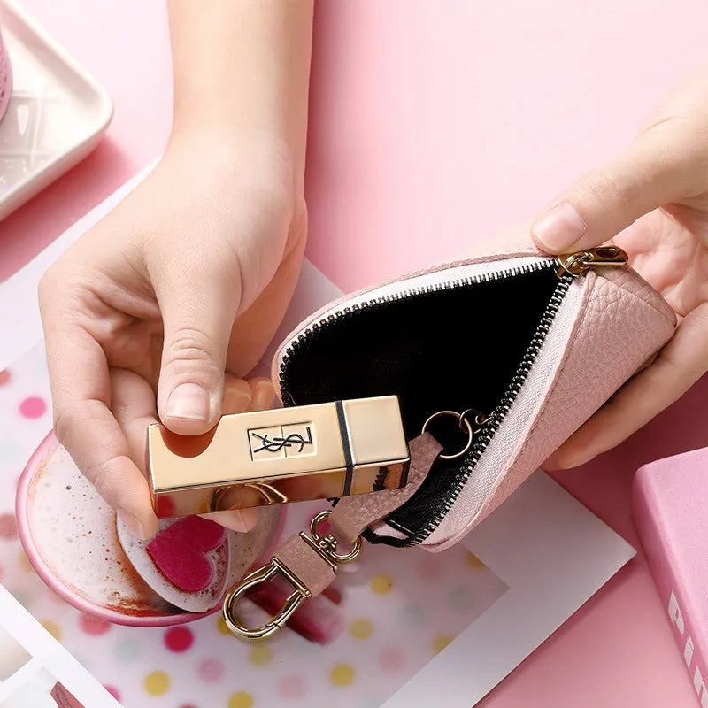 Black waterproof PU key case with zipper closure for organised key storage