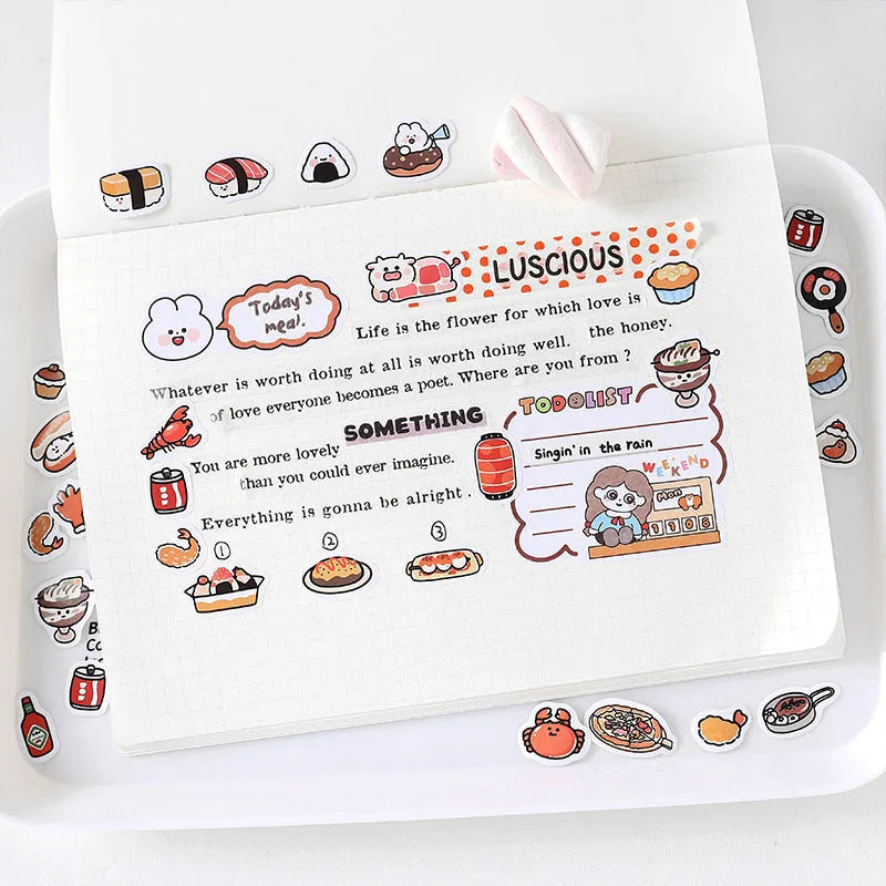Little Life Home Series sticker pack, 100 self-adhesive sheets, hand-painted cartoon hand tent design, four colour options