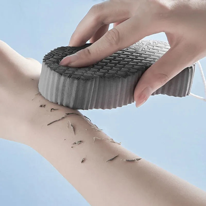 White 3D bath sponge with fish scale pattern texture for body exfoliation