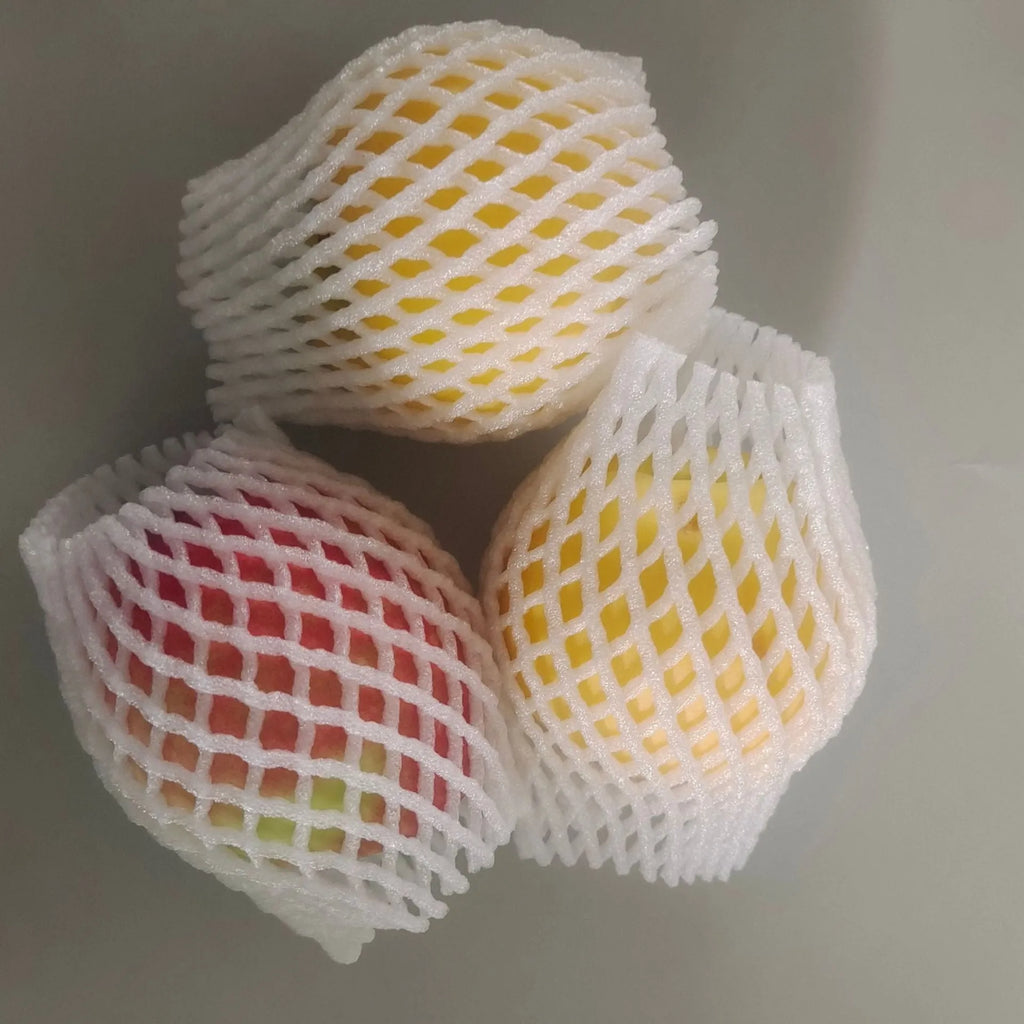 White foam net protective case showing net texture and available in multiple rectangular dimensions
