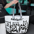 Waterproof woven handbag with colour printed snakeskin design for clothing and cosmetics storage