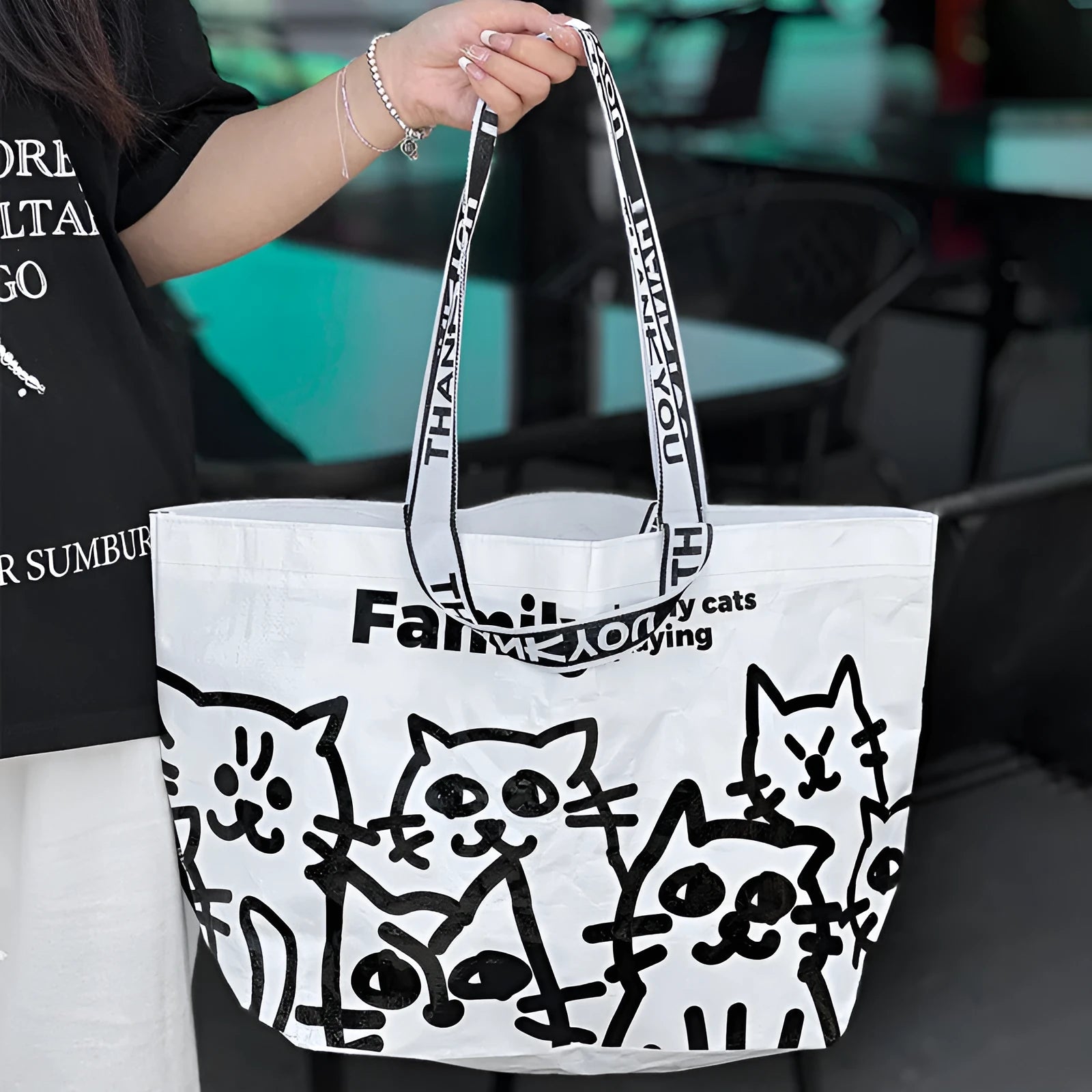 Waterproof woven handbag with colour printed snakeskin design for clothing and cosmetics storage