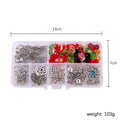 DIY earring material accessory kit with heart-shaped alloy components in multiple colours, packed in a suit bag