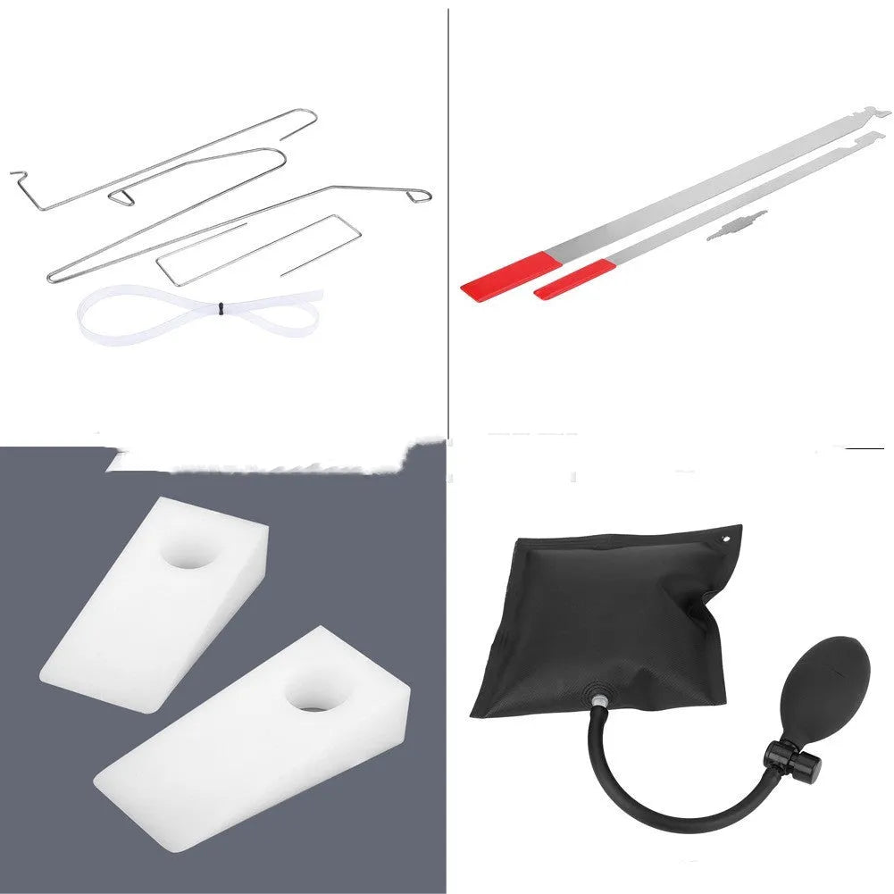 9-piece automotive maintenance tool set with air pump wedge for car lockout emergencies